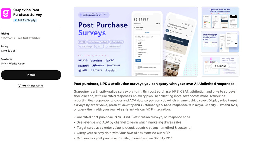 Grapevine Post Purchase Survey