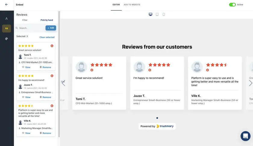 Shopify reviews from customers
