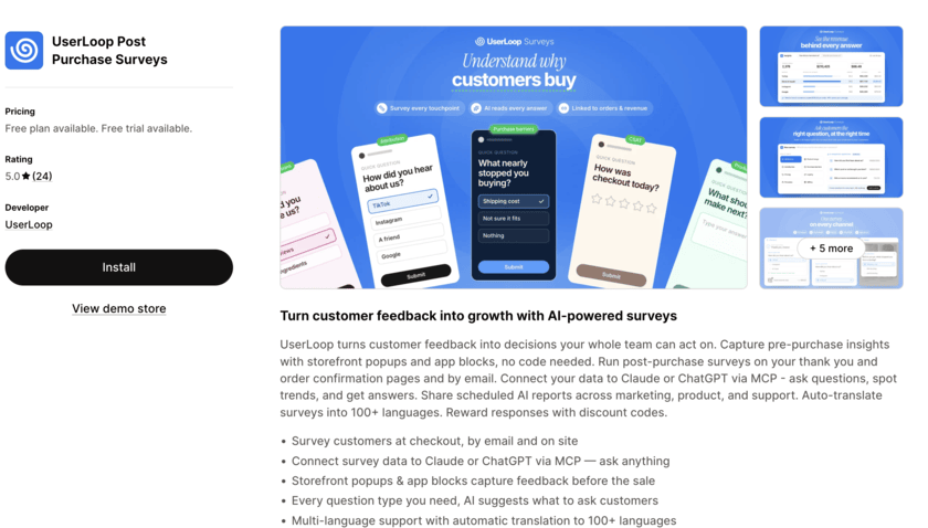 UserLoop Post-Purchase Surveys